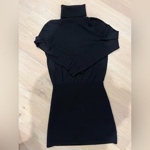 Theory Black Turtleneck Ribbed Skirt Dress Sz S/P